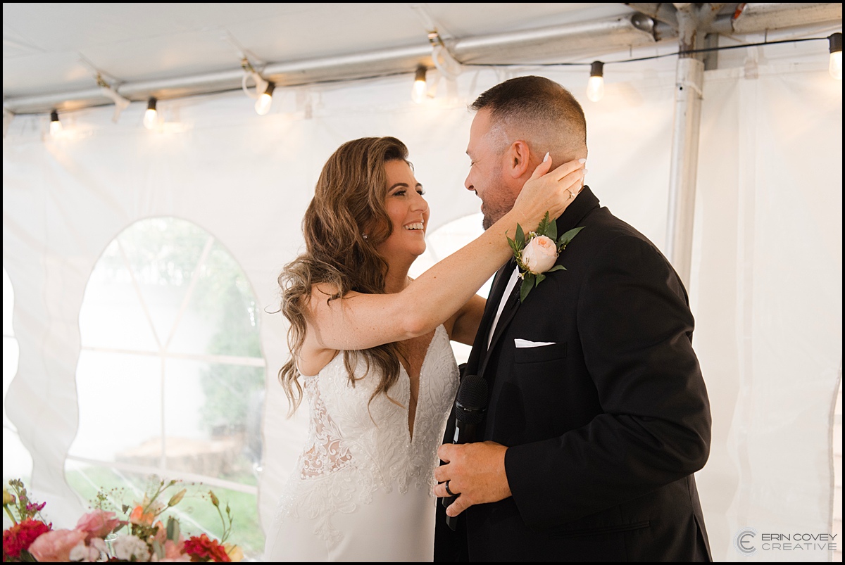 Bride and Groom at Intimate Backyard Wedding Reception