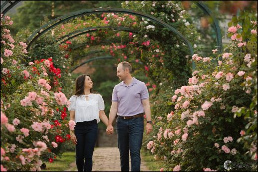 EM Mills Rose Garden Engagement Photos