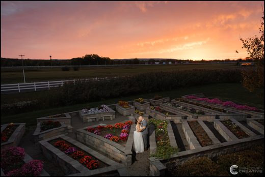 Sunset Wedding Photos in Vernon Downs Casino's Garden